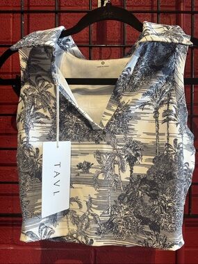 TAVI Women's Navy Tropical Toile Top